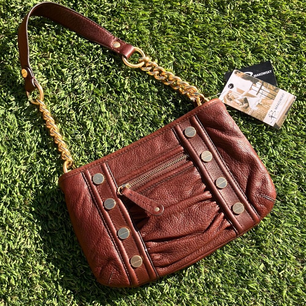 NWT! B. Makowsky Galway Brandy-colored Genuine Leather Purse